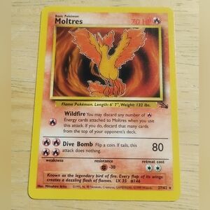 * VLP WOTC Unlimited Non Holo Moltres 27/62 Fossil Set Pokemon Card